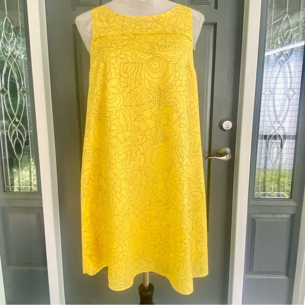 Anthropologie HD in Paris Yellow Sleeveless A-line Midi Dress.